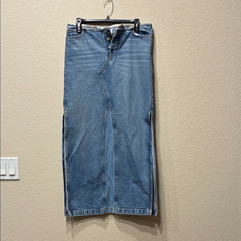 Lucky Brand Blue Denim Button Skirt